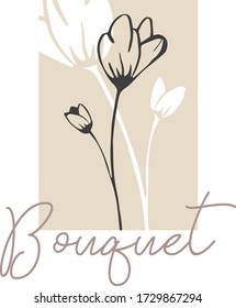 Vector de moda belleza dibujada a mano, cosméticos orgánicos, floristería, fotografía, logos de bodas, insignias, emblemas, logotipos. Gran colección de plantas elegantes, logos florales.