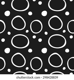 Vector trendy hand drawn black and white seamless pattern. Doodle sketchy circles pattern.