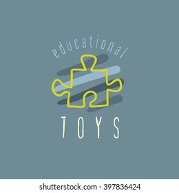 Vector trendy hand drawn cute toy shop  logo.