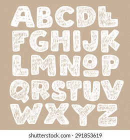 Vector trendy hand drawn doodle font. High quality design element.