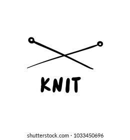 Vector trendy hand drawn icon and logo of knitting needles. Template for business brand.