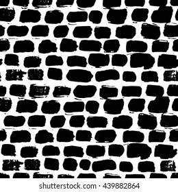 Vector trendy hand drawn simple brick wall seamless pattern. Doodle style background.