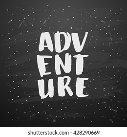 Vector trendy hand lettering poster. Hand drawn calligraphy ' go find yourself ' Template post card on black background. concept handwritten poster. chalkboard art
