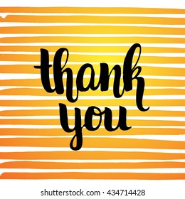 vector trendy hand lettering poster. Hand drawn calligraphy. Template post card. concept handwritten motivation poster on blue lines "thank you" brush fonts creative inspirational poster
