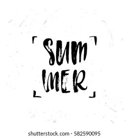 Vector trendy hand lettering poster. Hand drawn calligraphy "summer" 