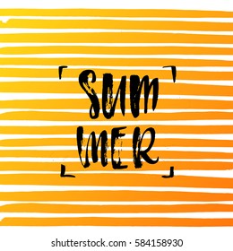 Vector trendy hand lettering poster. Hand drawn calligraphy "summer"