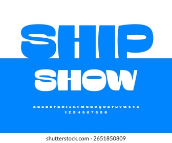 Vetor Trendy ícone Boat Show. Fonte Branca de Moda. Conjunto de letras e números do alfabeto artístico. 