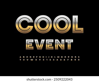 Vector trendy icon Cool Event. Modern Premium Font. Chic Gold Alphabet Letters and Numbers set