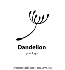 Vector trendy icon and logo of dandelion seed for studio, cosmetics, fashion. Template for business brand.