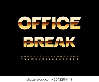 Vektor trendy Symbol Office Break. Coole goldene Schrift. Alphabet-Buchstaben und -Zahlen der Premium-Kategorie.