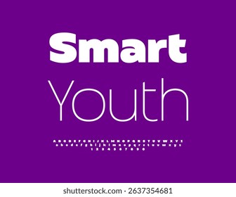Vector Trendy icon Smart Youth. White Minimal Font. Abstract Digital Alphabet Letters and Numbers set.