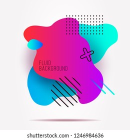 Vector trendy illustration with geometric modern 3d fluid shapes. Dynamical abstract gradient flowing liquid forms.