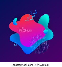 Vector trendy illustration with geometric modern 3d fluid shapes. Dynamical abstract gradient flowing liquid forms.