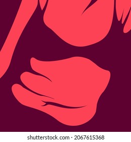 vector trendy illustration on the theme of body positive. juicy fat girl sits in underwear and is not shy about fat folds on her body in pink tones. love yourself and your body. you are perfect