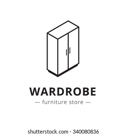 Vector trendy isometric line style wardrobe logo. Brand sign