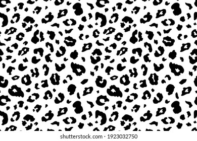 Vector Trendy leopard skin background. Abstract wild animal pattern, cheetah spots black and white texture vector illustration.