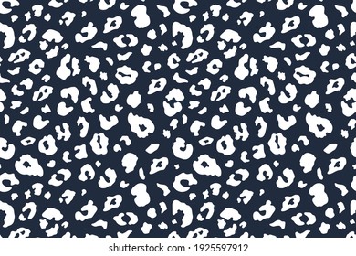 Vector Trendy leopard skin background. Abstract wild animal pattern, cheetah spots dark blue texture vector illustration.