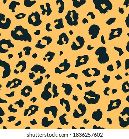 Vector Trendy leopard skin seamless pattern. Abstract wild animal cheetah spots yellow texture for fashion print design, fabric, cover, wrapping paper, background, wallpaper.