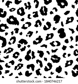 Vector Trendy leopard skin seamless pattern. Abstract wild animal cheetah spots black and white texture for fashion print design, fabric, cover, wrapping paper, background, wallpaper.