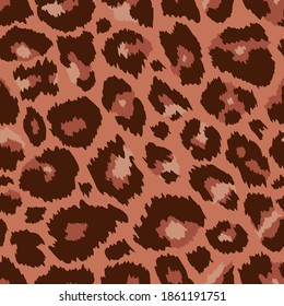 Vector Trendy Leopard Haut nahtlose Muster. Abstrakte handgezeichnete wilde Käsekirche fleckt braune Wiederholungsstruktur. Verwenden Sie für Modedruckdesign, Stoff, Deckel, Packpapier, Hintergrund, Tapete.