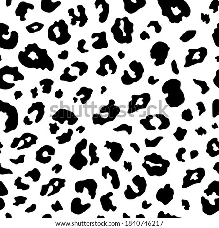 Vector Trendy leopard skin seamless pattern. Abstract wild animal cheetah spots black and white texture for fashion print design, fabric, cover, wrapping paper, background, wallpaper.