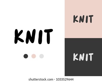 Vector trendy lettering logo of knit. Template for business brand. Editable color combination. Ready color scheme