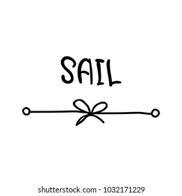 Vector trendy lettering logo of sail and bow. Template for business brand.