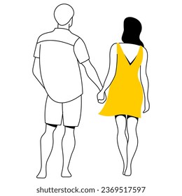 vector trendy linear image of a cute couple of lovers embracing each other. guy hugs his girlfriend. tender hugs. useful for valentine's day cards, web, graphic design, print, posters, banners, gift