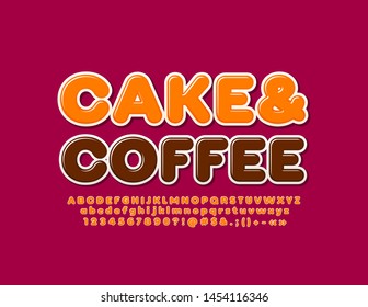 Logotipo vectorial de moda Take & Coffee con fuente moderna. Letras, números y símbolos de alfabeto creativos brillantes