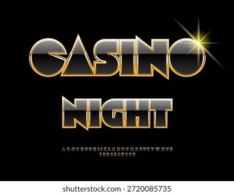 Vetor Trendy logo Casino Night. Elegante fonte preta e dourada. Luxo conjunto de letras e números do alfabeto de elite