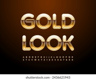 Vector trendy logo Gold Look. Unique Modern Font. Elite Alphabet Letters and Numbers set.