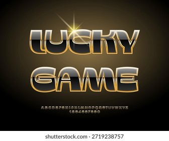 Vetor Trendy logo Jogo da sorte. Fonte preta e dourada elegante. Moderno impressionante alfabeto letras e números definido