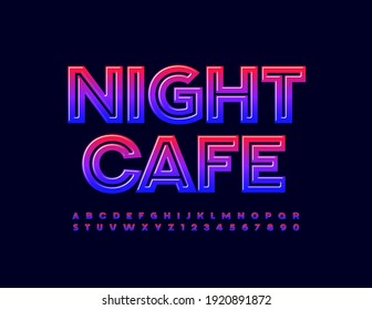 Vector trendy logo Night Cafe. Bright gradient Font. Creative set of Alphabet Letters and Numbers