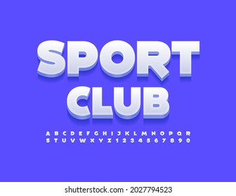 Vector trendy logo Sport Club with modern style Font. White creative Alphabet Letters and Numbers set
