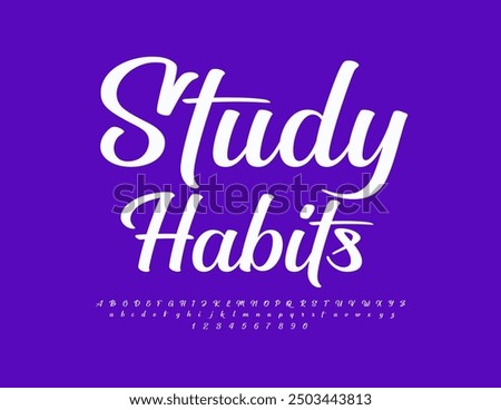Vector trendy logotype Study Habits. Modern Unique Font. Creative Alphabet Letters and Numbers set.