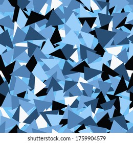 Vector trendy low poly seamless pattern. Blue winter polygonal abstract background. Vector digital triangles concept decoration design
