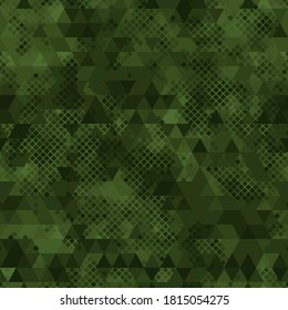 Vektor-trendige, nahtlose Low-Poly-Muster. Camouflage, polygonal abstrakter Hintergrund. Design des digitalen Dreieckskonzepts des Vektors