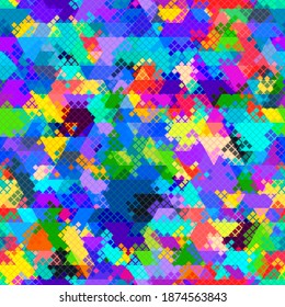 Vector de diseño bajo polilla patrón sin fisuras. Fondo abstracto del arco iris poligonal digital. Concepto de vidrio de triángulos de color vectorial para tarjetas de visita, diseño web o decoración