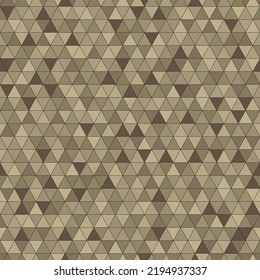 Vector Trendy Low Poly Seamless Pattern. Tan Colored Camouflage Polygonal Abstract Background. Vector Digital Triangles Concept Decoration Design