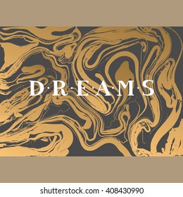 Vector trendy marbling background. Trendy lettering quote