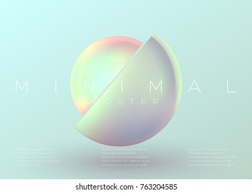 Vector Trendy Minimal Poster. Pastel Vibrant Background with Futuristic 3D Shape. Creative Minimalist Template for Interior Poster, Flyer, Music Cover, Wallpaper, Banner, Placard. Neon Colors.