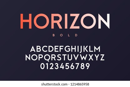 Vector Trendy Minimal Sans Serif Bold Font Design, Alphabet, Typeface, Letters And Numbers.