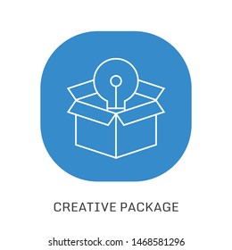 Vector trendy minimalist light bulb in a box logo