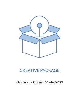 Vector trendy minimalist light bulb in a box logo