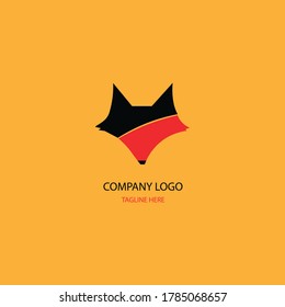 Vector Trendy Minimalist Red Fox Head Logo For Company
