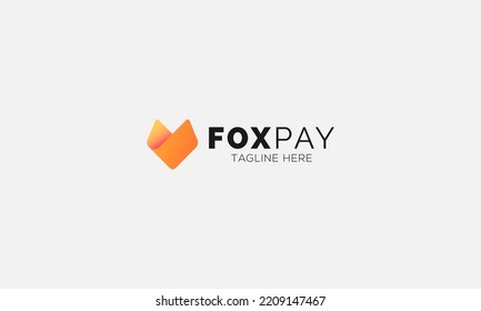 Vector trendy minimalist red fox pay head logo Design in flat style