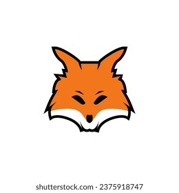 Vector trendy minimalist red fox head logo in flat style. Fox logo.