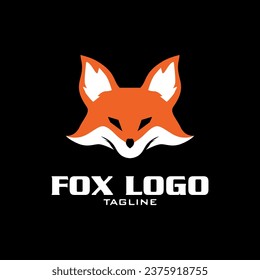 Vector trendy minimalist red fox head logo in flat style. Fox logo.