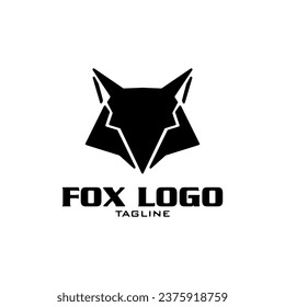Vector trendy minimalist red fox head logo in flat style. Fox logo.