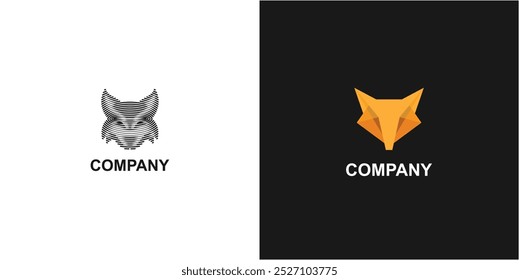 Vector trendy minimalist red fox pay head logo Design in flat style
